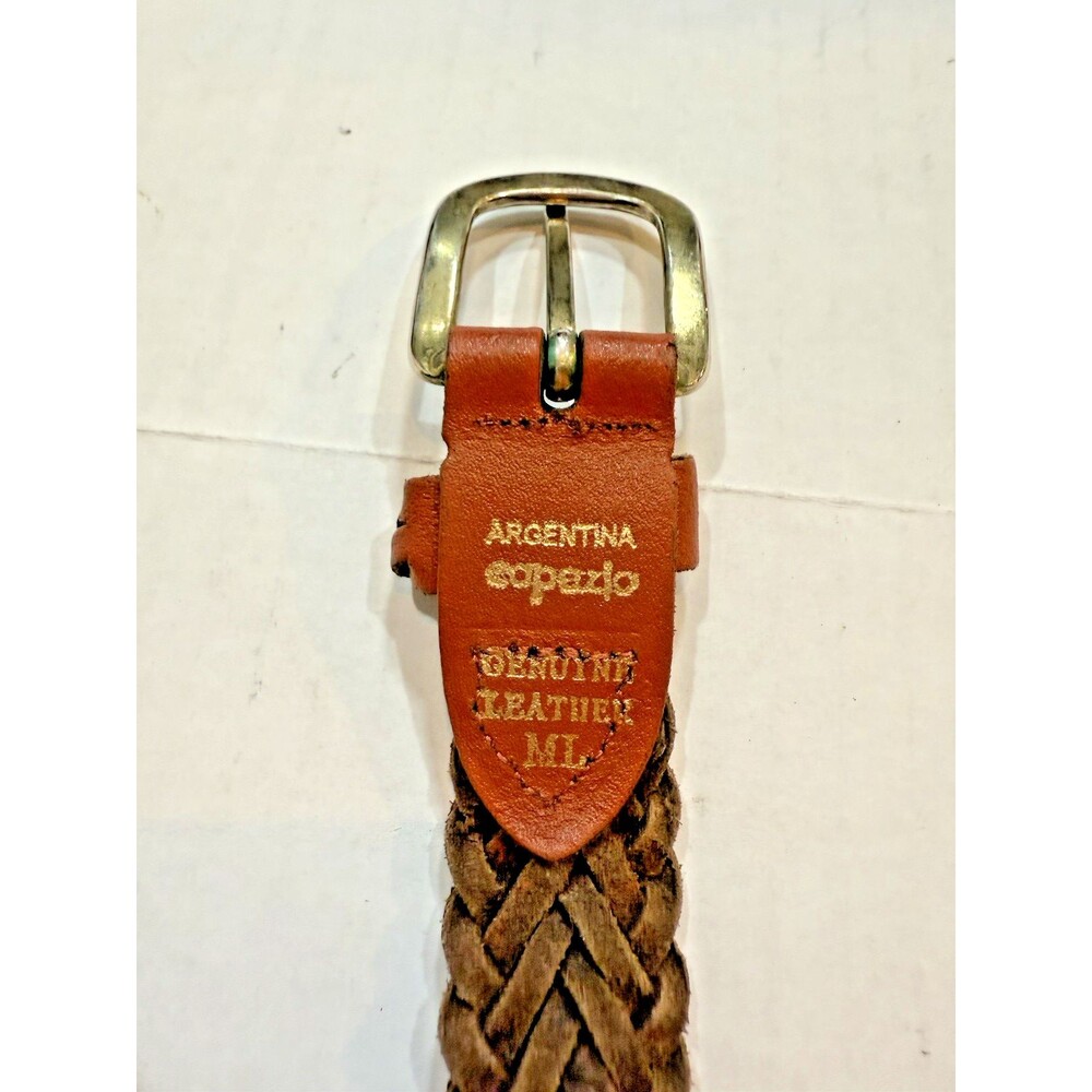 Capezio Women Brown Genuine Leather Braided Belt M/L Woven Fits 36 Waist - Picture 3 of 11